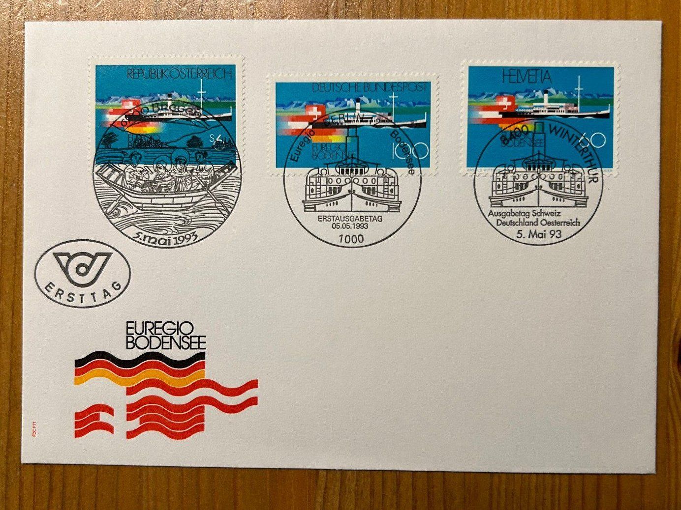 Tutti i francobolli: Erstagscouvert FDC Euregio Bodensee 1993 – Usato da Zollikon venduto da Xblanka