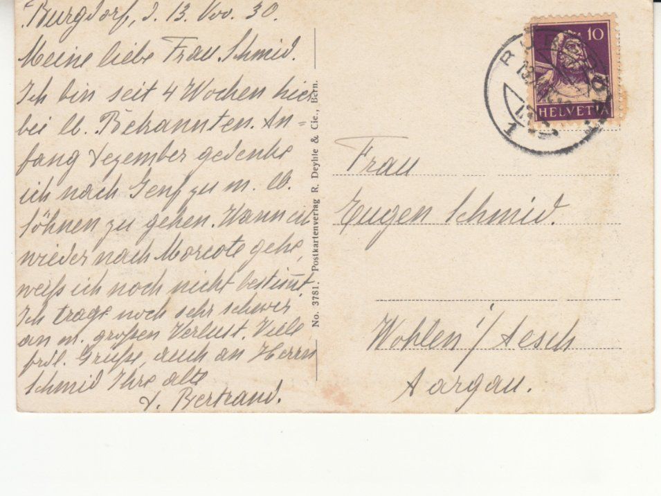 Cartoline postali: Burgdorf 1930 – Usato da Bürglen TG venduto da StampGraf 1