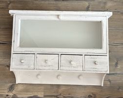 Wandschrank Shabby chic mit vier Schublädli weiss