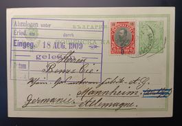 BULGARIEN, GANZSACHE MIT ZUF NACH DEUTSCHLAND 1909
