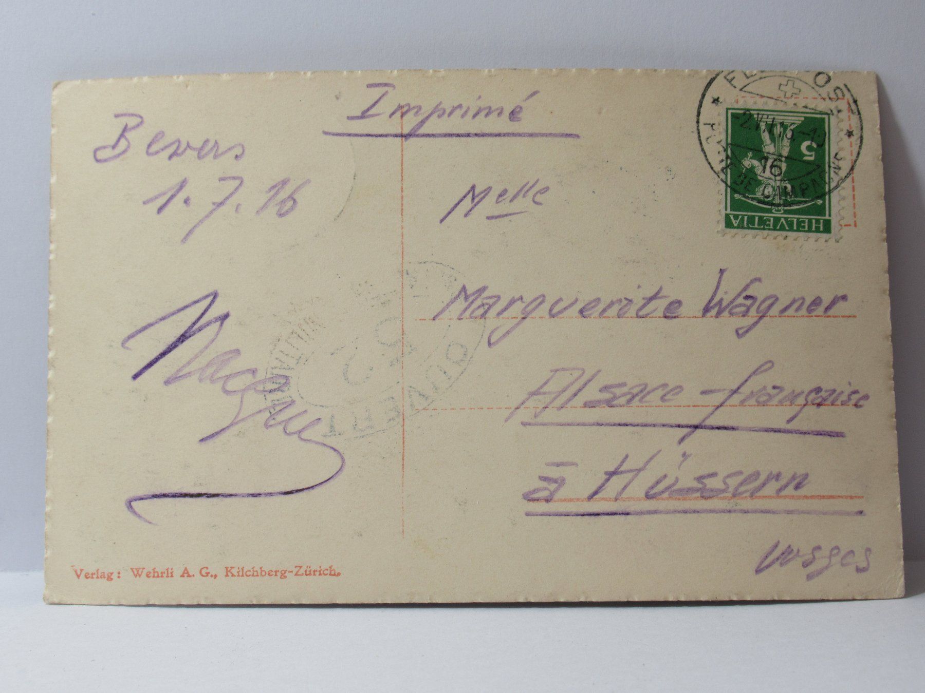 Cartoline postali: Bevers  , Kirche 1916 – Usato da Grenchen venduto da Bluemchen1900 2