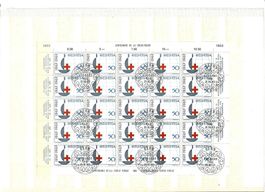 Helvetia 1963 CICR 0,50 bloc de 25 timbres emis 21.03.1963