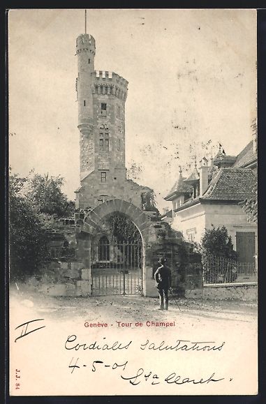 Cartoline postali: AK Genève, Tour de Champel, 1901 – Usato da Berlin venduto da bartko-reher
