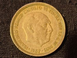 5 Pesetas Münze Spanien 1957 – Francisco Franco