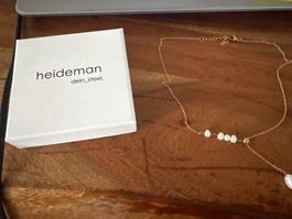 neue Heideman Kette Alenia vergoldet mit Perle weiss