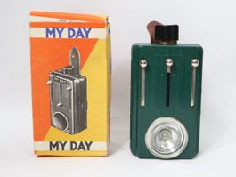 Vintage Militär Taschenlampe Grün Blau Rot, MyDay Tschechien