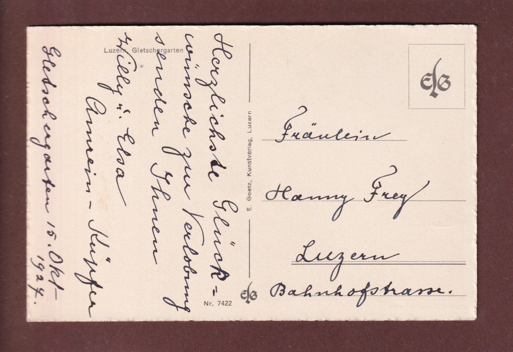 Ansichtskarten: LUZERN - Gletschergarten - 1927 – Gebraucht aus Pully von nicecards 1