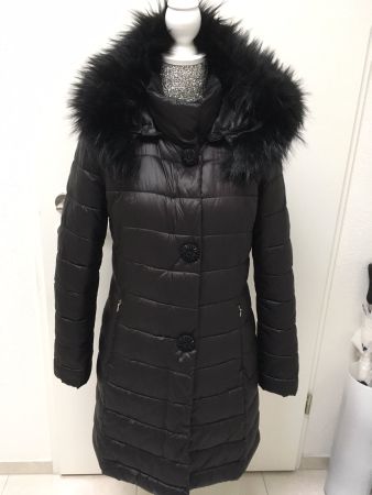 Steppmantel Gr. S/M schwarz mit Kapuze