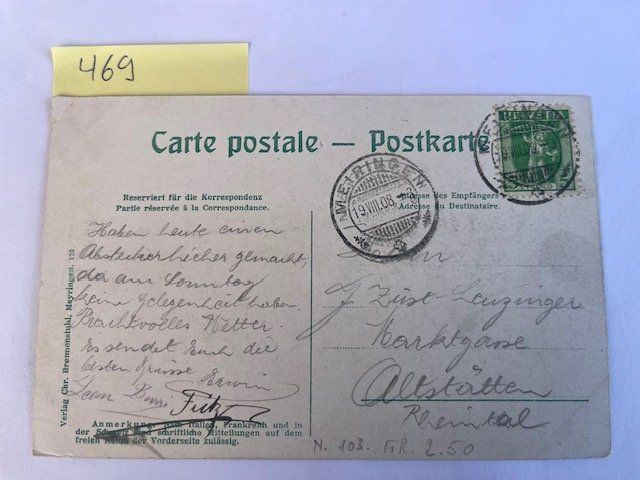 Ansichtskarten: alte Ansichtskarte Meyringen, alte Ansicht, 1908 – Gebraucht aus Niederwil AG von dahu75 1
