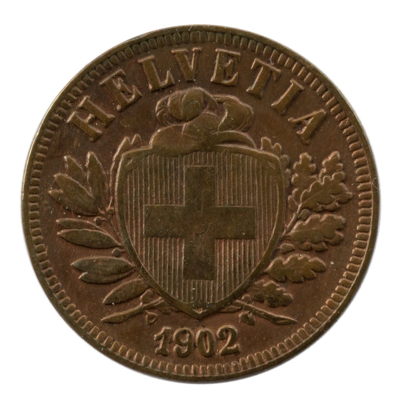 Tutti le monete: Schweiz / Suisse - 2 Rappen - 1902 – Usato da Rotkreuz venduto da Swiss-Coins
