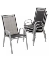 4er Set Gartenstuhl Stapelstuhl Stapelsessel Rahmen grau Tex