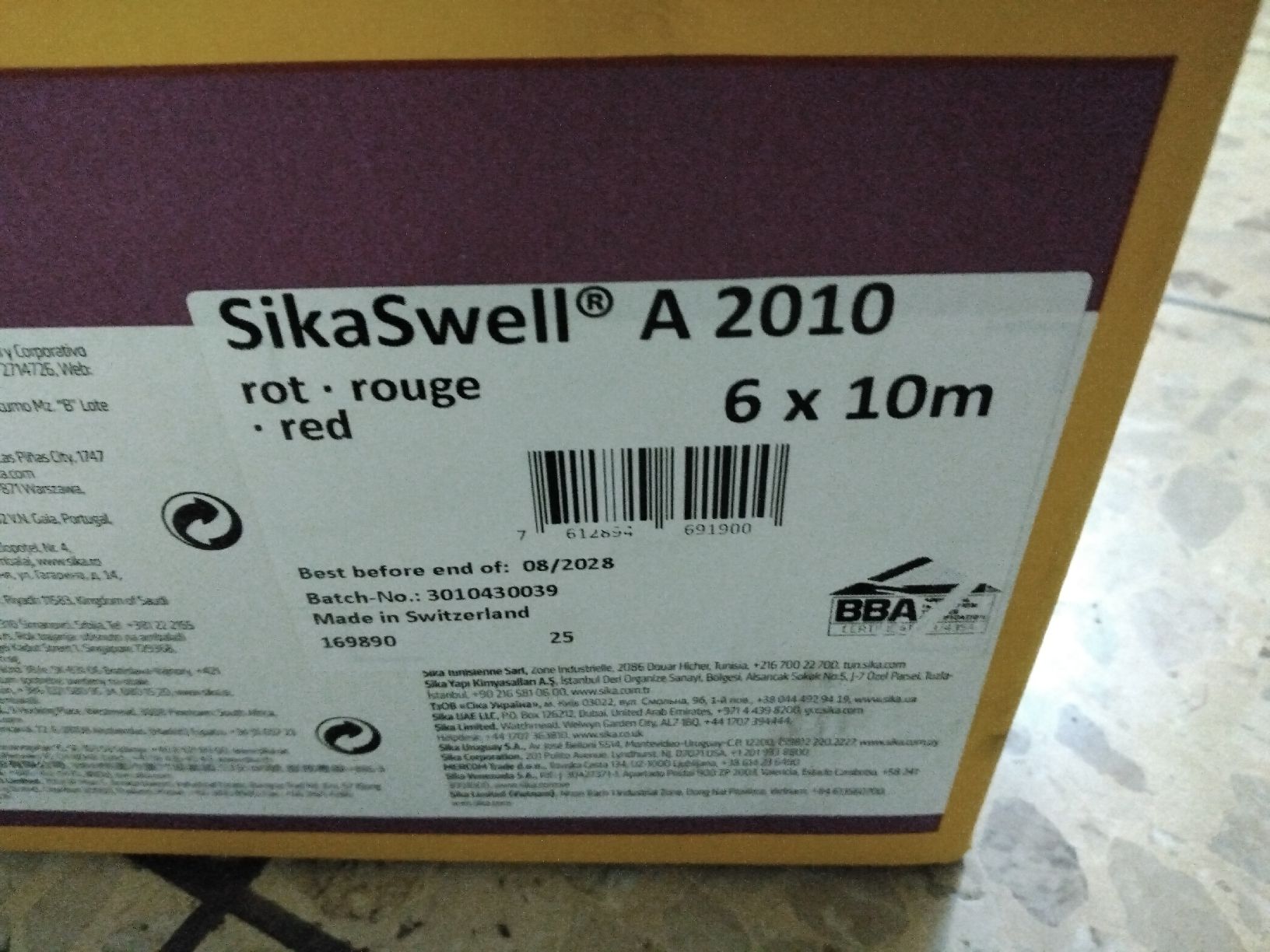 Altri materiali da costruzione: SikaSwell A2010 - 40 Meter – Nuovo e nell'imballaggio originale da Alberswil venduto da MiSaWi 1