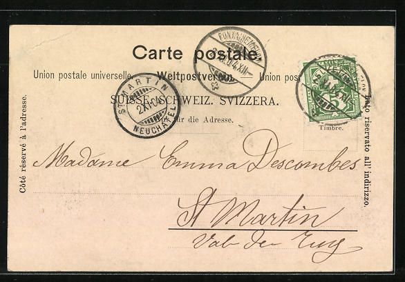 Cartoline postali: AK Champ-du-Moulin, Panorama, 1904 – Usato da Berlin venduto da bartko-reher 1