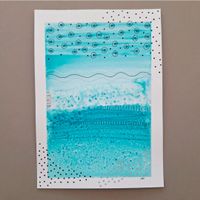 Aquarell Original Abstrakt Meer Zentangle - 14.5 x 20.5cm