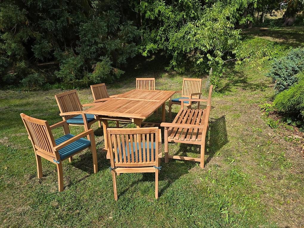 Set di tavolo e panche: Teak Garten Tisch-Set - Original verpackt - 8 Elemente – Usato da Horgen venduto da Nautilus_87 4