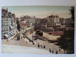 Alte Ansichtskarte Lausanne Tram Bel-Air gelaufen 1906 R34