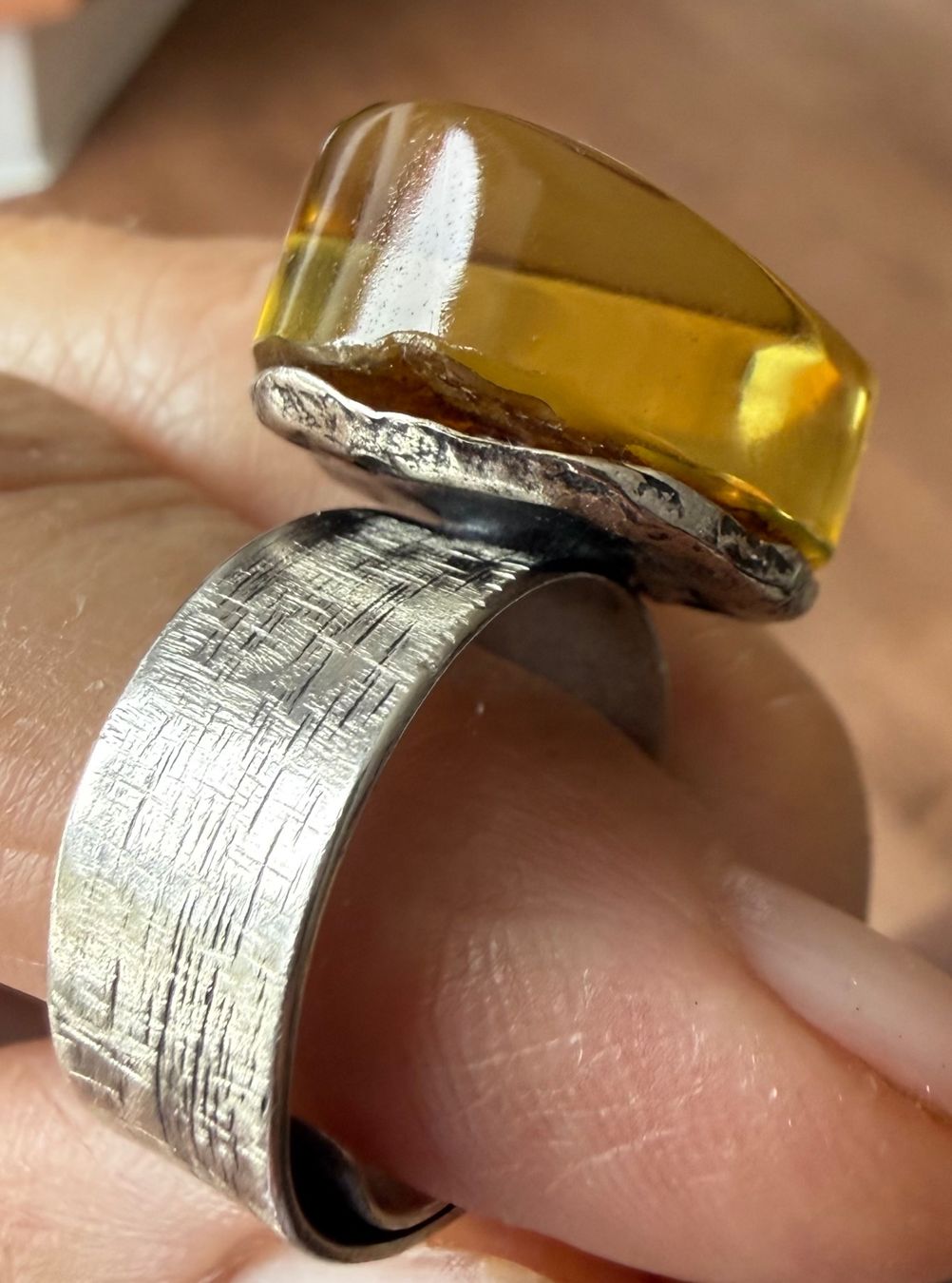 Anelli: Einzigartiger Ring mit grossem Bernstein.💍🧡 – Nuovo e nell'imballaggio originale da Ebikon venduto da elischka 4
