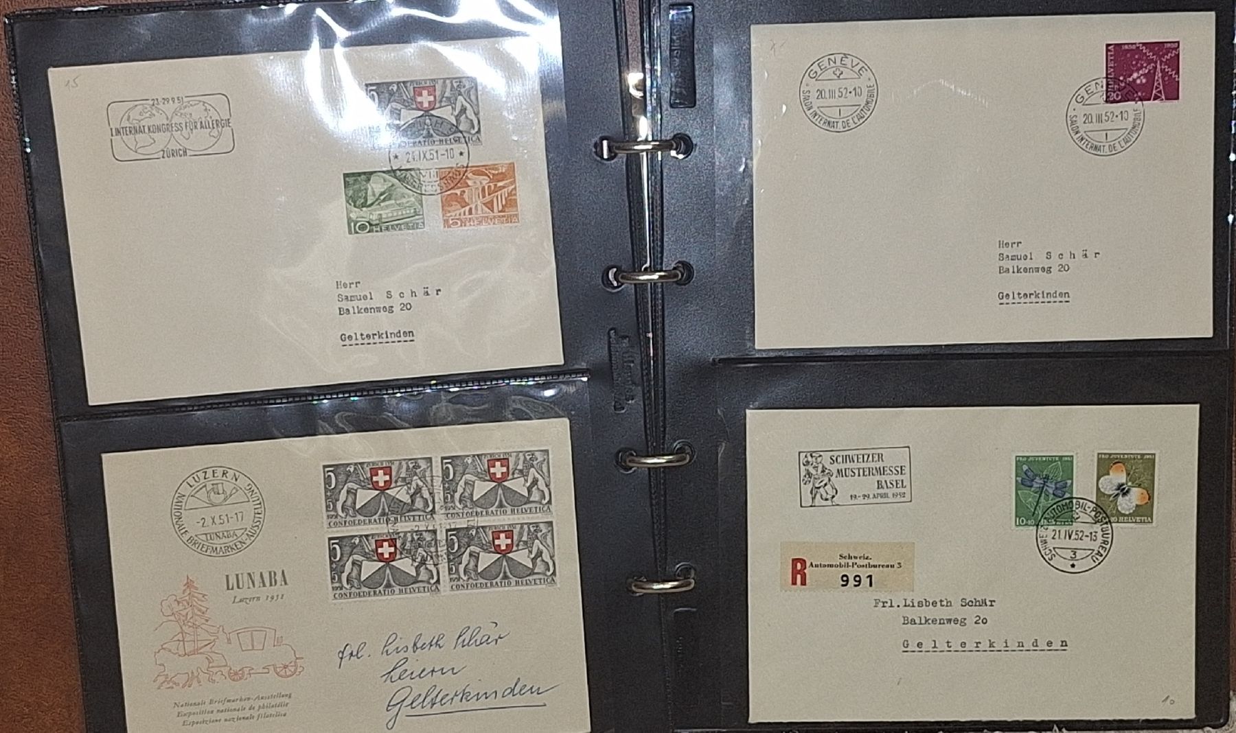 Alle Briefmarken: 44 Briefe ET / Sonderstempel mit Album – Gebraucht aus Balgach von SIMEON27 6