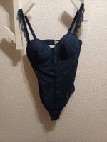 Lace bodysuit with underwire, L, petrol blue, Goldenpoint