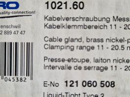 Kabelverschraubung Messing vern. Pg 21 (5 Stück)