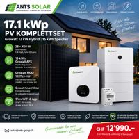 17.1 kWp Solaranlage Komplettset | 15 kWh Speicher | Growatt