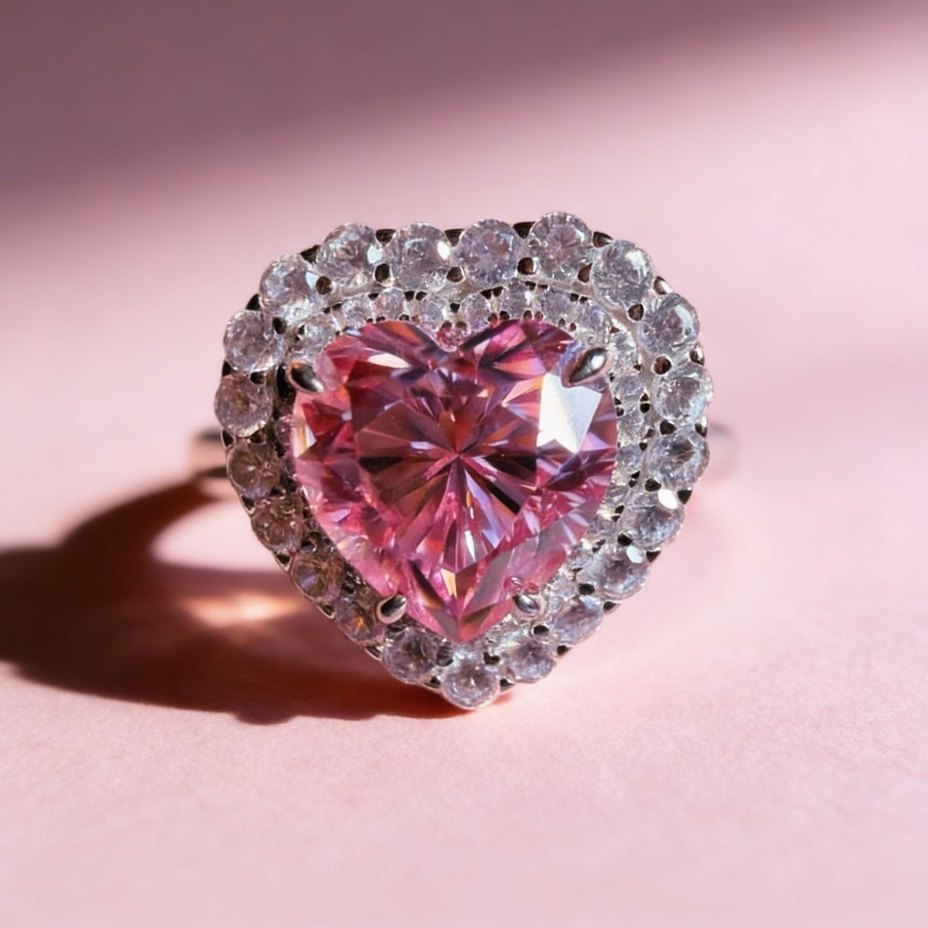Anelli: Bague coeur rose étincelant – Nuovo e nell'imballaggio originale da St-Maurice venduto da Sandrinette123