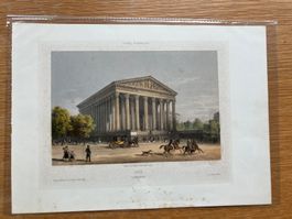 Antiker Farbstich Paris La Madeleine