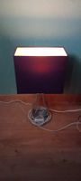 Tischlampe Glasfuss dunkel lila Schirm mit Kabel