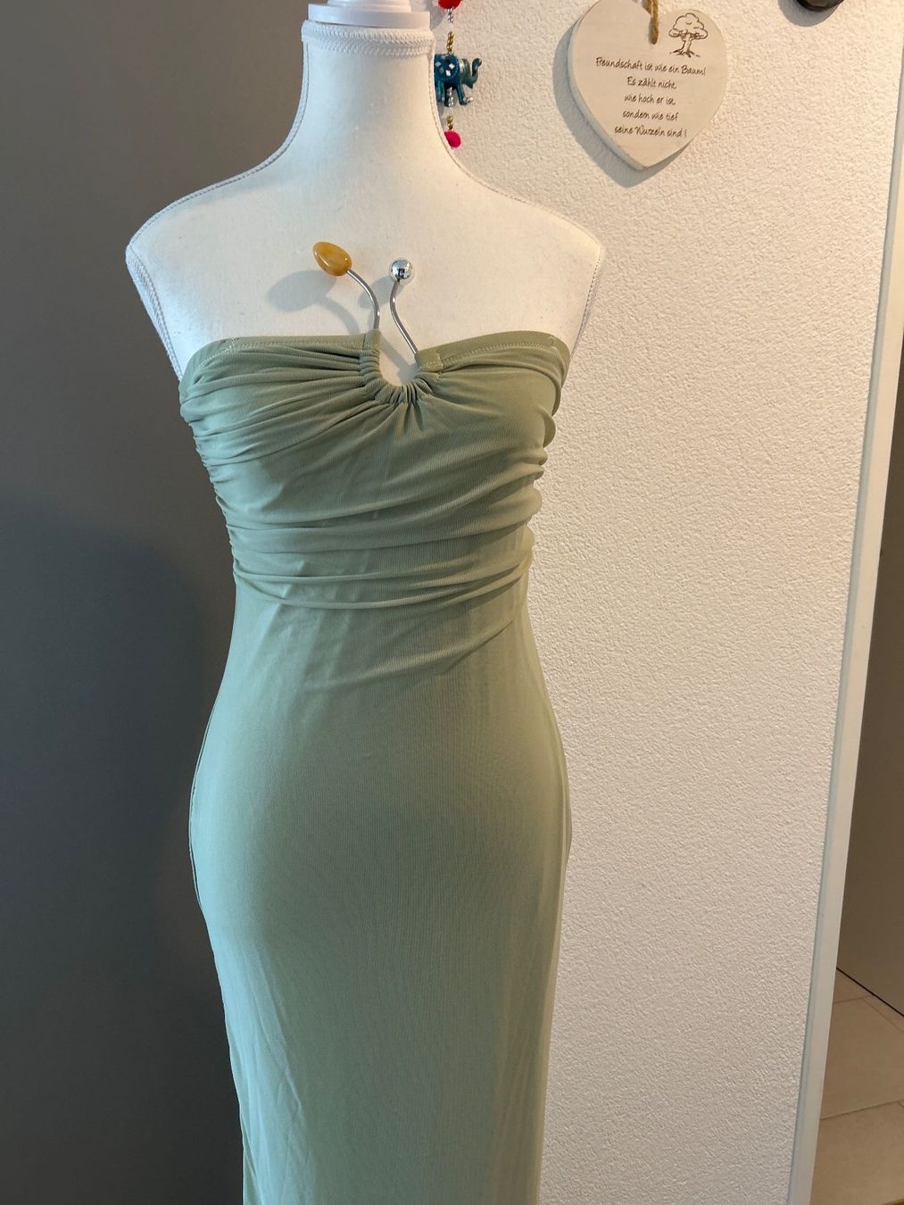 Vestiti: Schulterfreies Kleid maxi mintgrün Gr. M – Usato da Brunnen venduto da Nala2929 1