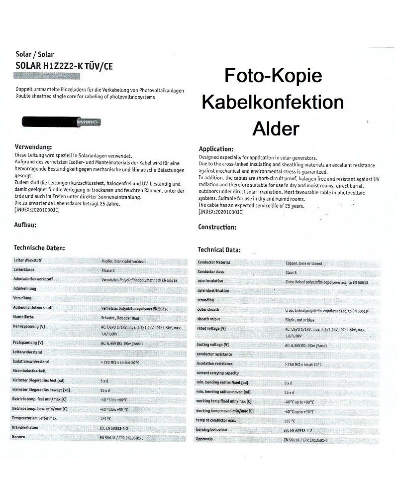 Kabel: Top 6mm2 Solarkabel rot Meterware H1Z2Z2-K 1.70.- – Neu und originalverpackt aus Herisau von Kabelprofi1 1