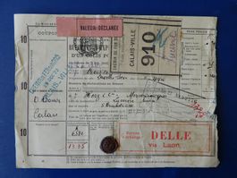 1922, Chemin de fer du Nord Calais-Lucerne Frachtschein