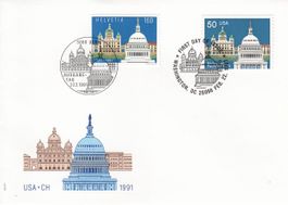 1991 USA Schweiz Gemeinschaftsausgabe FDC