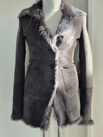 Leonardo Toskana Lammfellmantel Denimblau in Grösse 38