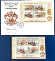 1991 Insel Man FDC + Block ** Strassenbahnen- Eisenbahnen