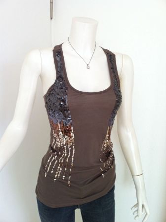 🤩MANGO TANK TOP OLIVGRÜN & PAILLETTEN NEU & ARMANI P.