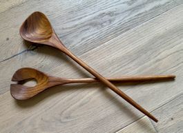 Edles Salatbesteck aus Holz Teakholz schöne Form