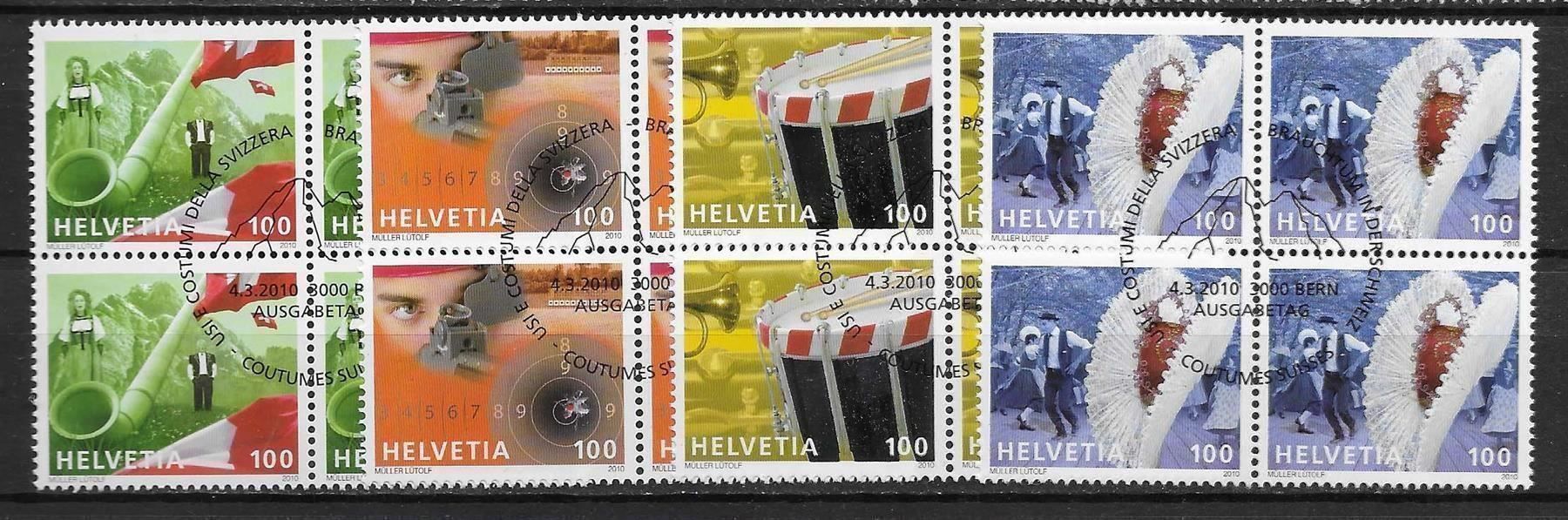 Tutti i francobolli: B1344 - Coutumes suisses bloc4 1.j. – Usato da Trélex venduto da Phil_Albert