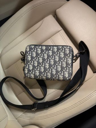 Umhängetasche Dior Oblique Canvas Leder schwarz gebraucht