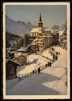 AK Arosa, Poststraße mit evangelischer Kirche