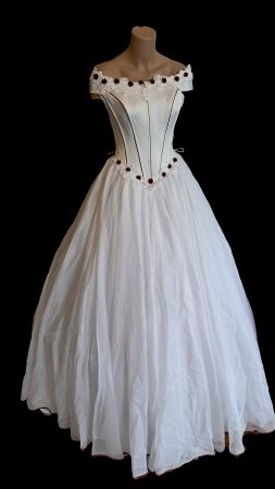 Brautkleid Vintage weiß und bordeaux Gr. L