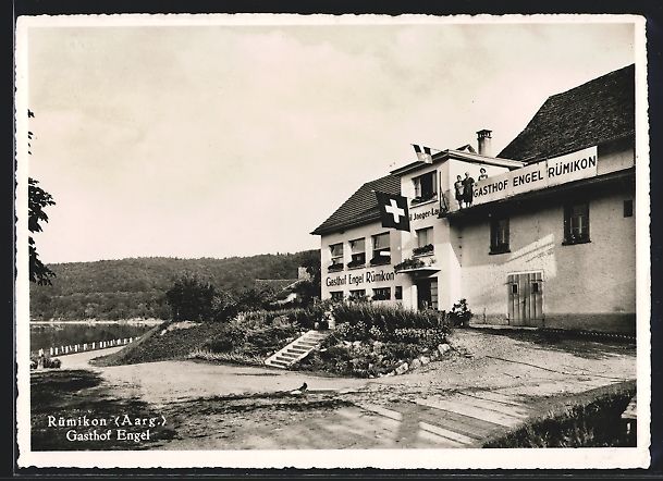 Cartoline postali: Rümikon /Rh., Gasthof Engel E. Jaeger-L – Usato da Berlin venduto da bartko-reher