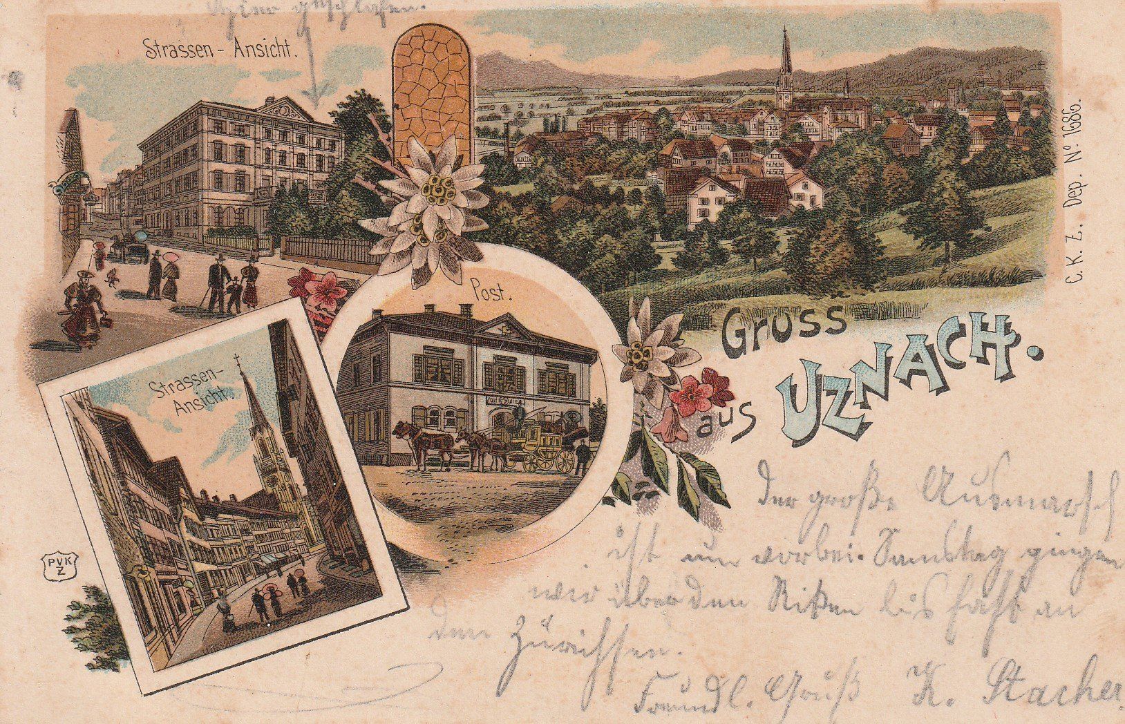 Cartoline postali: Uznach - Litho – Usato da uttwil venduto da Koehlerfred