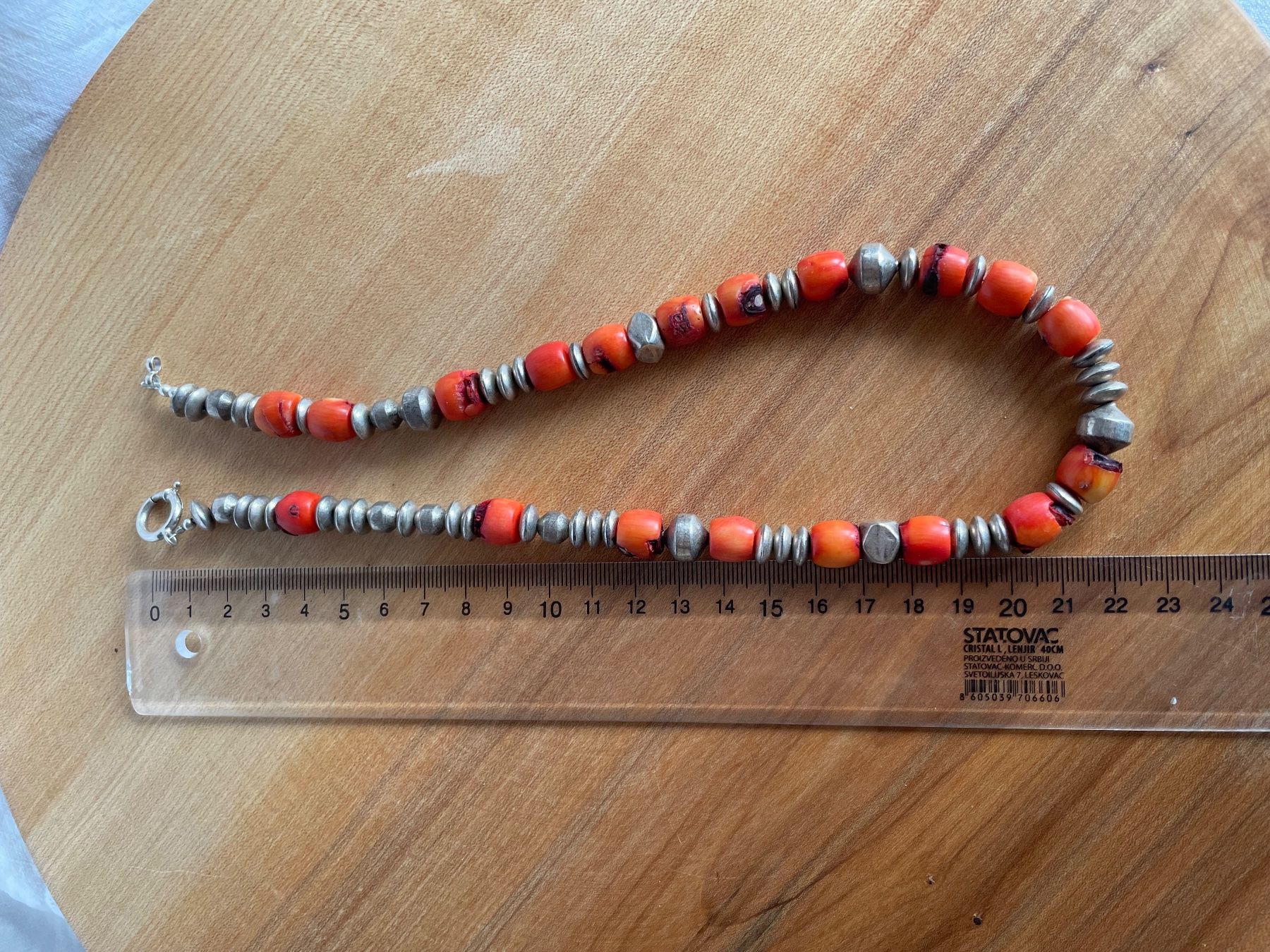 Catenine: Kette mit Korallen- und Silberelementen – Usato da Köniz venduto da kupu-kupu 5