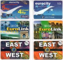 eurocity / EuroLink / EAST WEST - 6 Prepaid Telefonkarten