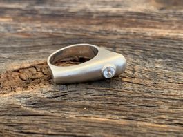 Designer Ring mit Zirkonia Sterling Silver seidenmatt 55,5