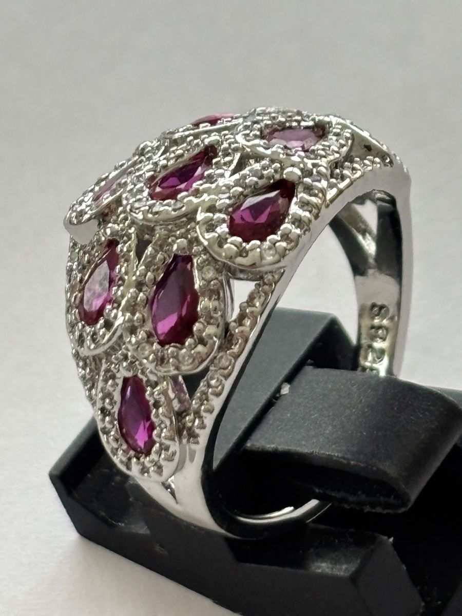 Ringe: Silber Ring 925  mit pinken Steinen – Gebraucht aus Langnau am Albis von flusspflege 3