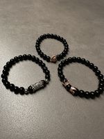 Modischer Onyx Armschmuck mit Krone/Löwe/Silber Muster!
