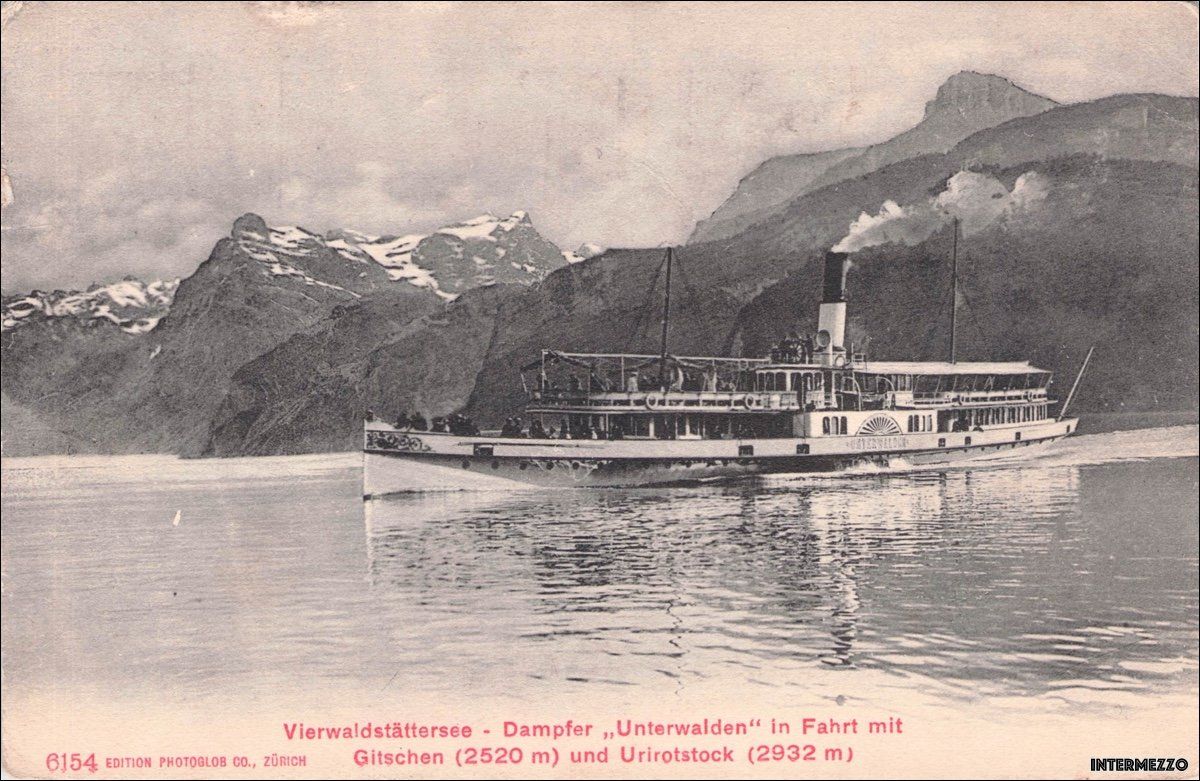 Cartoline postali: Dampfschiff // 1925 Dampfer Unterwalden Vierwaldtsättersee – Usato da Basel venduto da intermezzo12