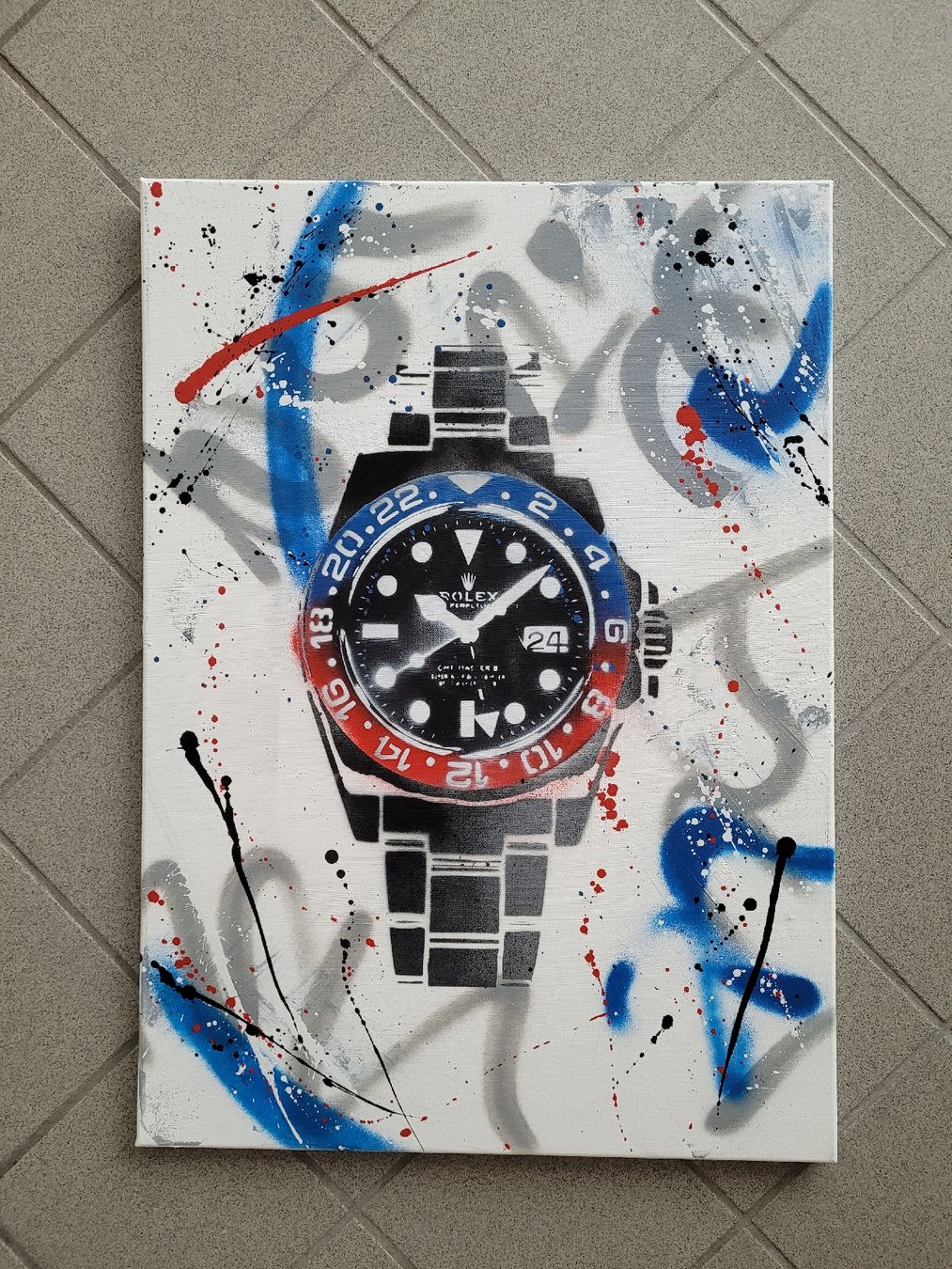 Dipinti: Pepsi Rolex gesprayt auf Leinwand – Nuovo e nell'imballaggio originale da Birmenstorf AG venduto da summersurf