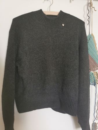 Damen Pullover dunkelgrau mit Stehkragen guter Zustand